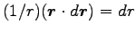 $ (1/r)({\boldsymbol r}\cdot d{\boldsymbol r})=dr$