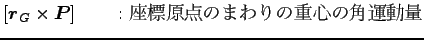 $\displaystyle \left[{\boldsymbol r}_G \times {\boldsymbol P}\right]
\qquad : \hbox{座標原点のまわりの重心の角運動量}$