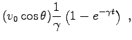 $\displaystyle (v_0 \cos \theta) \frac{1}{\gamma}
\left(1-e^{-\gamma t}\right)\ ,$