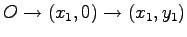 $ O \rightarrow (x_1,0) \rightarrow (x_1, y_1)$